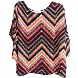 VERONICA M Boho Autumn Chevron Zig Zag Oversized Boxy Top
